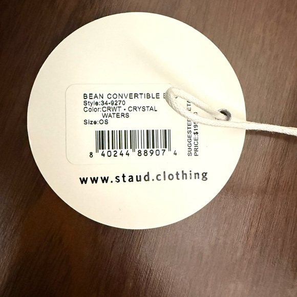 NWT STAUD Bean Convertible Suede Shoulder Bag in Crystal Water fall, Turquoise - Picture 8 of 14